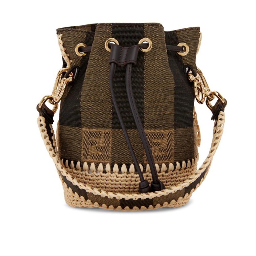 Fendi Mon Tresor Mini Raffia and Canvas